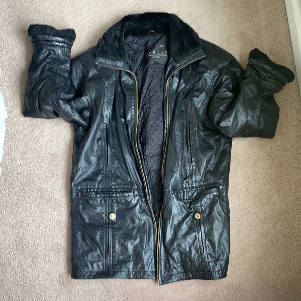 Black womens leather coat
